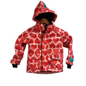 Maxomorra Raincoat‎ Heart Print Removable Fleece Vest Size 3-4